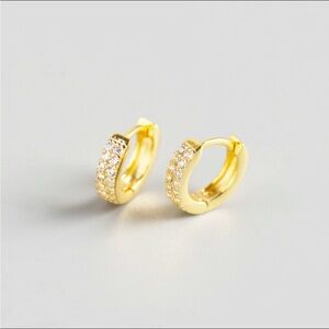 S925 Sterling Silver CZ Huggie Hoop Earrings